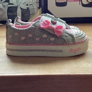 Kids Glitter Shoes - Silver and Pink Sport by Skechers